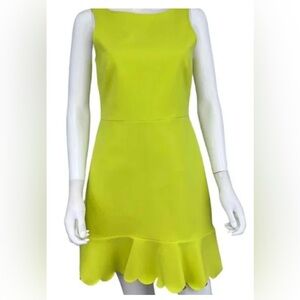 J. Crew Green Ruffled Mini Sheath neon green ruffle hem dress 2